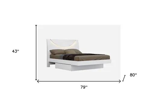 White Solid Wood King Bed Frame