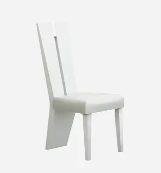 Set of Two White Upholstered Faux Leather Ladder Back Dining Side Chairs