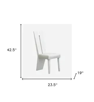 Set of Two White Upholstered Faux Leather Ladder Back Dining Side Chairs