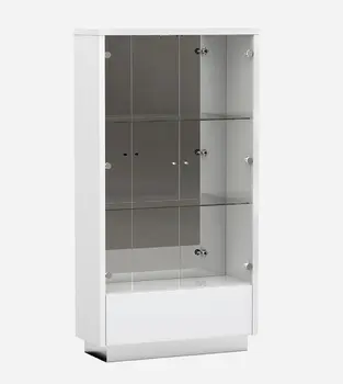 68" Silver and White Display Stand with One drawer