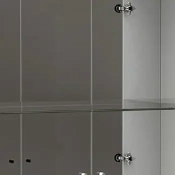 50" White and Silver Wood Curio Cabinet With Two Doors And One Drawer