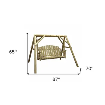 87" Natural Solid Wood Swing Chair