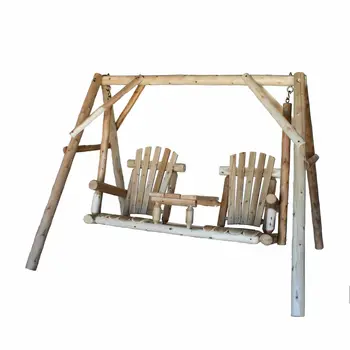 87" Natural Solid Wood Swing Chair