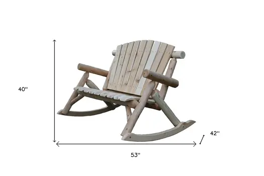 53" X 42" X 40"  Natural Wood Rocking Loveseat