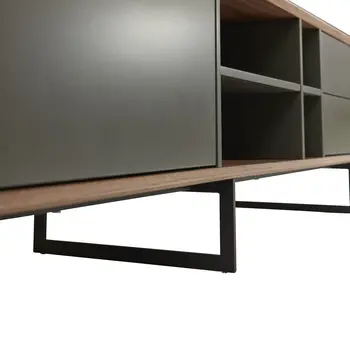94" Gray Solid and Manufactured Wood Enclosed and Open Storage TV Stand