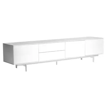 82" White Manufactured And Wood Cabinet Enclosed Storage TV Stand