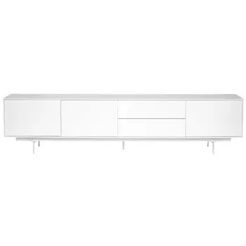 82" White Manufactured And Wood Cabinet Enclosed Storage TV Stand