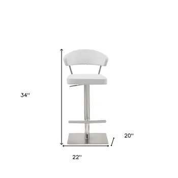 20 " White And Silver Stainless Steel Bar Chair