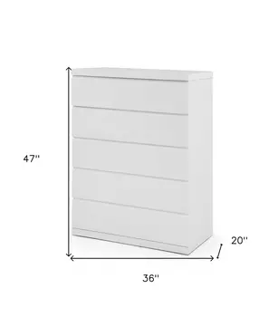 36 X 20 X 47 Gloss White Stainless Steel 5 Drawer Chest
