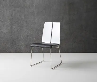 Set of Two Black and Silver Upholstered Faux Leather Dining Side Chairs