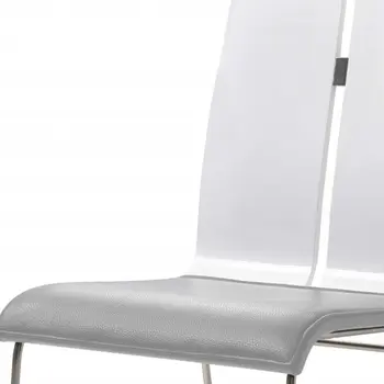 Gray and Silver Upholstered Faux Leather Dining Side Chair