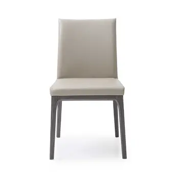 Set of Two Taupe and Gray Upholstered Faux Leather Dining Side Chairs
