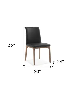 Set of Two Black and Brown Upholstered Faux Leather Dining Side Chairs