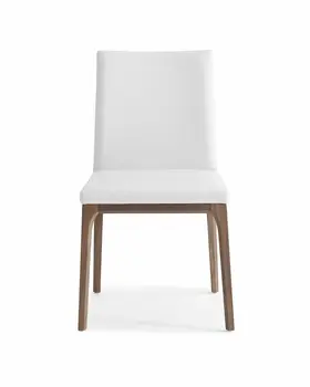 Set of Two White and Brown Upholstered Faux Leather Dining Side Chairs