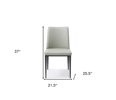 Set of Two Gray and Black Upholstered Faux Leather Dining Side Chairs