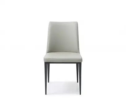 Set of Two Gray and Black Upholstered Faux Leather Dining Side Chairs