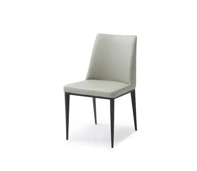Set of Two Gray and Black Upholstered Faux Leather Dining Side Chairs