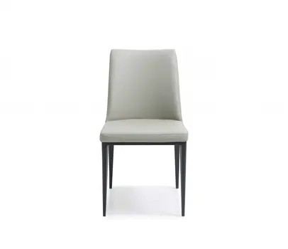 Set of Two Gray and Black Upholstered Faux Leather Dining Side Chairs