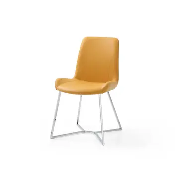 Set of Two Orange and Silver Upholstered Dining Side Chairs