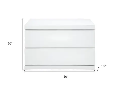20" White Wood Two Drawer Nightstand
