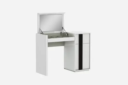 39" White Single Drawer Vanity Chest With Mirror