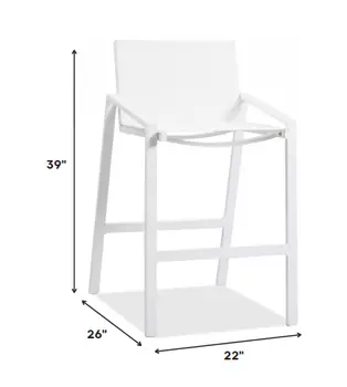 28" White Iron and Stainless Steel Counter Height Bar Chair