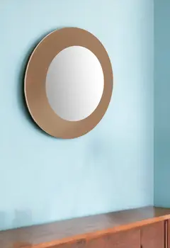 47" Gold Round Wood Framed Accent Mirror