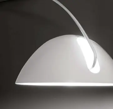 91" White Steel Arched With White Metal Shade