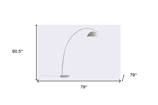 91" White Steel Arched With White Metal Shade