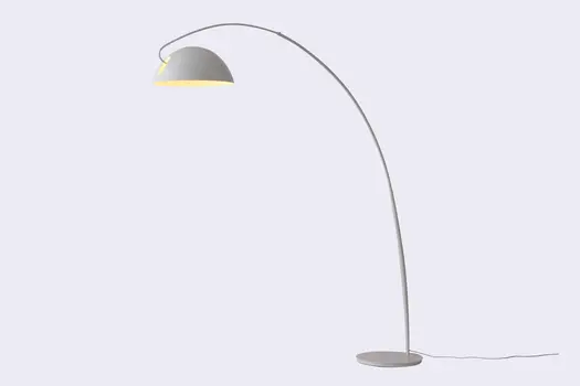 91" White Steel Arched With White Metal Shade