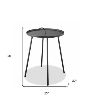 25" Gray Stainless Steel Round End Table