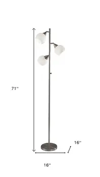 71" Silver Metal Floor Lamp With White Dome Shade