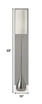 68" Silver Floor Lamp With White Fabric Drum Shade