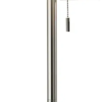 68" Silver Floor Lamp With White Fabric Drum Shade