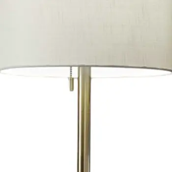 61" Brass Metal Floor Lamp With White Fabric Cylinder Shade