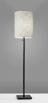 61" Bronze Metal Floor Lamp With Beige Fabric Shade