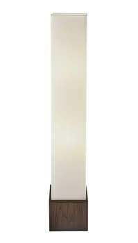 50" Brown And White Rattan Two Light Column Floor Lamp With White Fabric Shade