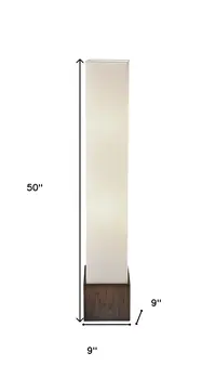 50" Brown And White Rattan Two Light Column Floor Lamp With White Fabric Shade