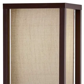 63" Brown Column Floor Lamp With Beige Fabric Square Shade