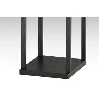 72" Black And White Solid Wood Column With White Cotton Shade