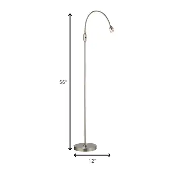 56" Silver LED Arched Floor Lamp With Silver