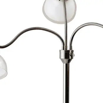 69" Silver Three Light Tree Floor Lamp With White Plastic Bowl Shade