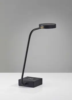 Tech Enhanced Black Metal Disk Led Adjustable Desk Lamp
