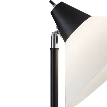 72" Black And White Floor Lamp With White Plastic Cone Shade