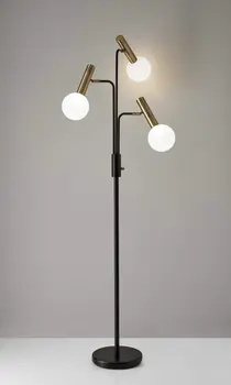 70" Black And Bronze Three Light LED Tree Floor Lamp With White