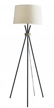 60" Black And White Tripod Floor Lamp With White Fabric Empire Shade