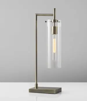 24" Brass Novelty With Clear Cylinder Shade