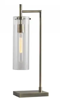 24" Brass Novelty With Clear Cylinder Shade