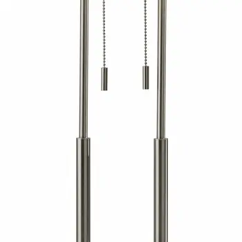 27" Silver Metal Two Light Bedside Lamp With Off White Drum Shade