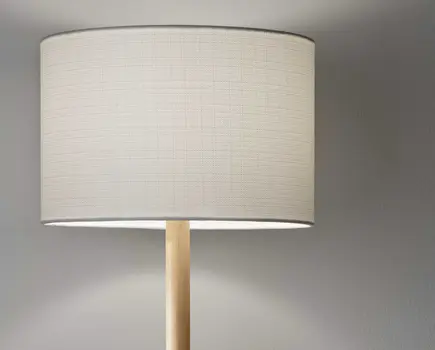 59" Natural Solid Wood Floor Lamp With White Linen Drum Shade